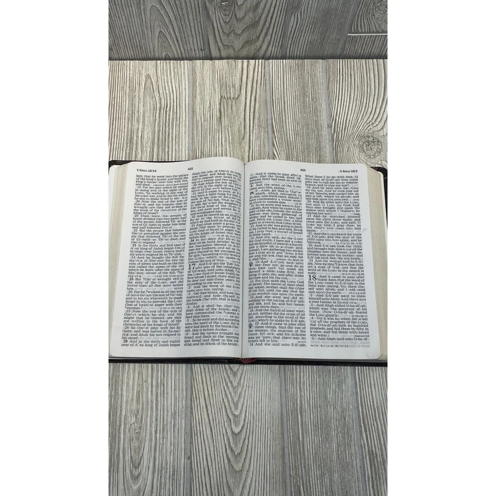 World Holy Bible KJV Giant Print Reference Red Letter Burgundy Bonded Leather